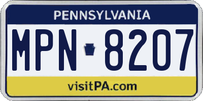 PA license plate MPN8207