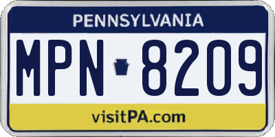 PA license plate MPN8209