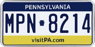 PA license plate MPN8214