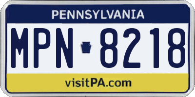 PA license plate MPN8218