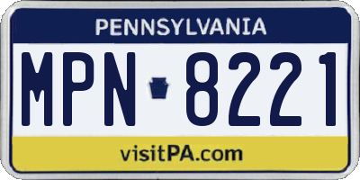 PA license plate MPN8221