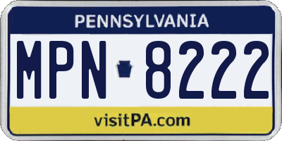 PA license plate MPN8222