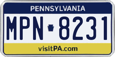 PA license plate MPN8231