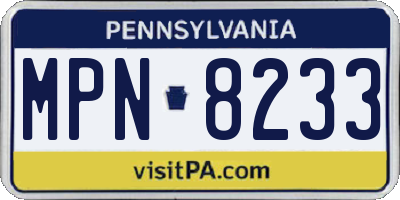 PA license plate MPN8233
