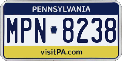 PA license plate MPN8238