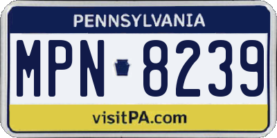 PA license plate MPN8239