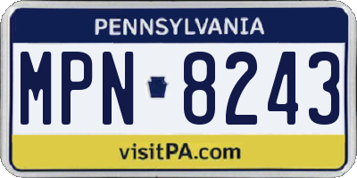 PA license plate MPN8243