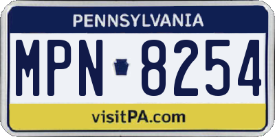 PA license plate MPN8254