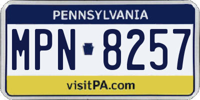 PA license plate MPN8257