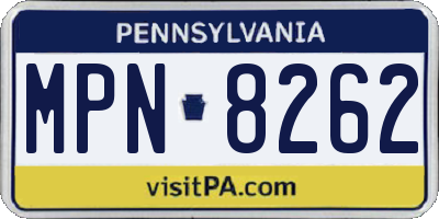 PA license plate MPN8262