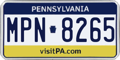 PA license plate MPN8265
