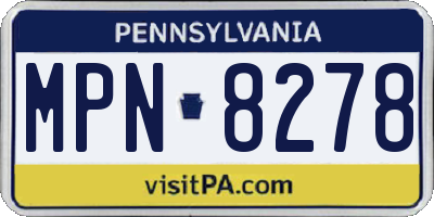 PA license plate MPN8278