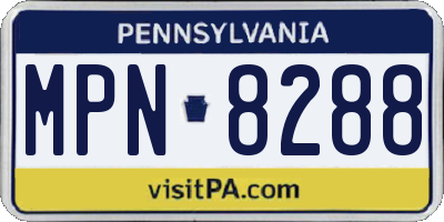 PA license plate MPN8288