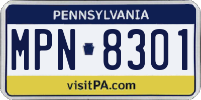 PA license plate MPN8301