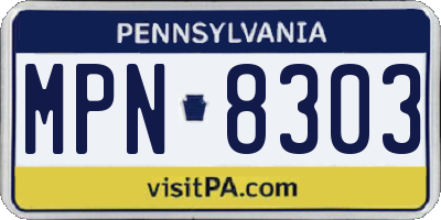 PA license plate MPN8303