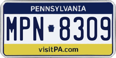 PA license plate MPN8309