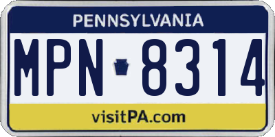 PA license plate MPN8314