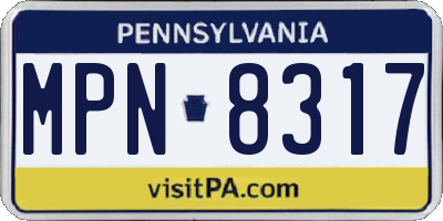 PA license plate MPN8317