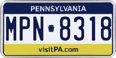 PA license plate MPN8318
