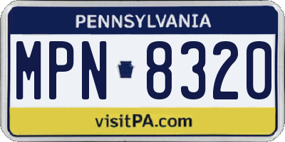 PA license plate MPN8320