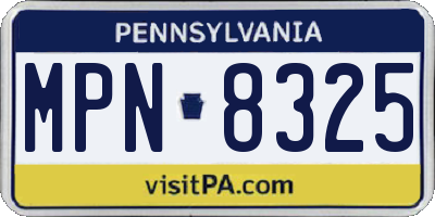 PA license plate MPN8325