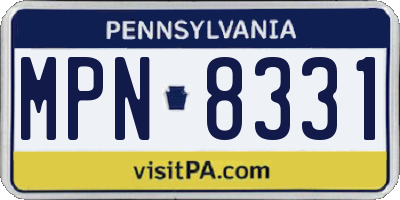 PA license plate MPN8331