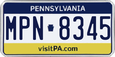 PA license plate MPN8345