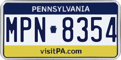 PA license plate MPN8354