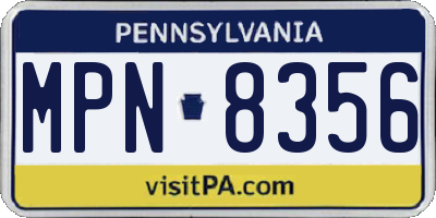 PA license plate MPN8356
