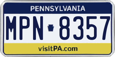 PA license plate MPN8357