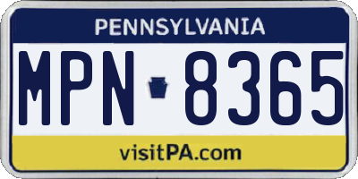 PA license plate MPN8365