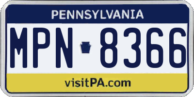 PA license plate MPN8366