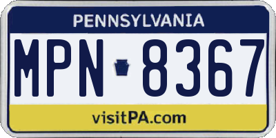 PA license plate MPN8367
