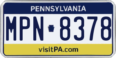 PA license plate MPN8378
