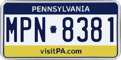 PA license plate MPN8381