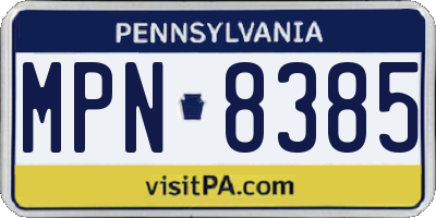 PA license plate MPN8385