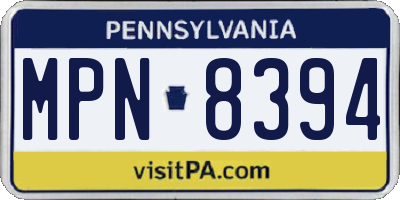 PA license plate MPN8394