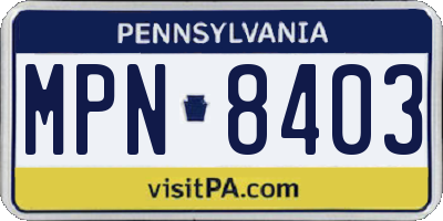 PA license plate MPN8403