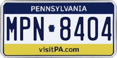 PA license plate MPN8404