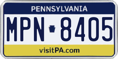 PA license plate MPN8405
