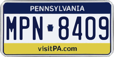 PA license plate MPN8409
