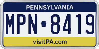 PA license plate MPN8419