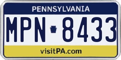 PA license plate MPN8433