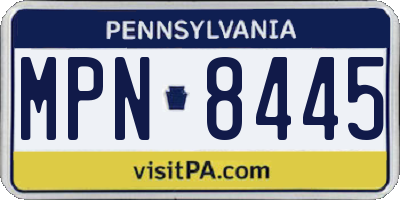 PA license plate MPN8445