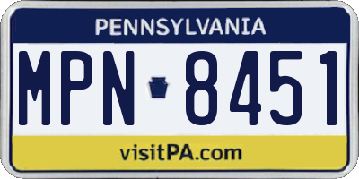 PA license plate MPN8451