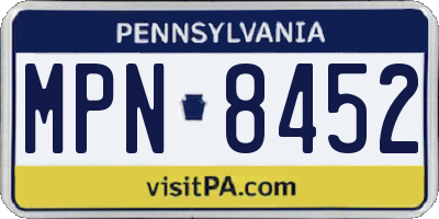 PA license plate MPN8452