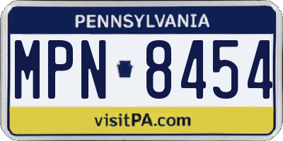 PA license plate MPN8454