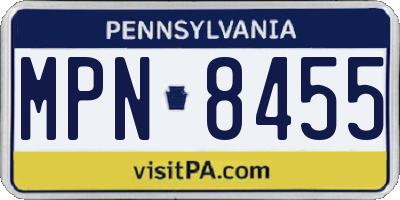 PA license plate MPN8455
