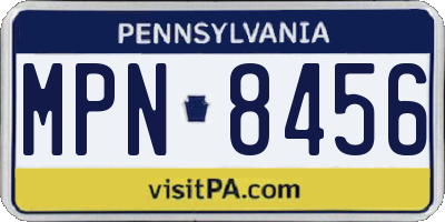 PA license plate MPN8456