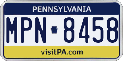 PA license plate MPN8458
